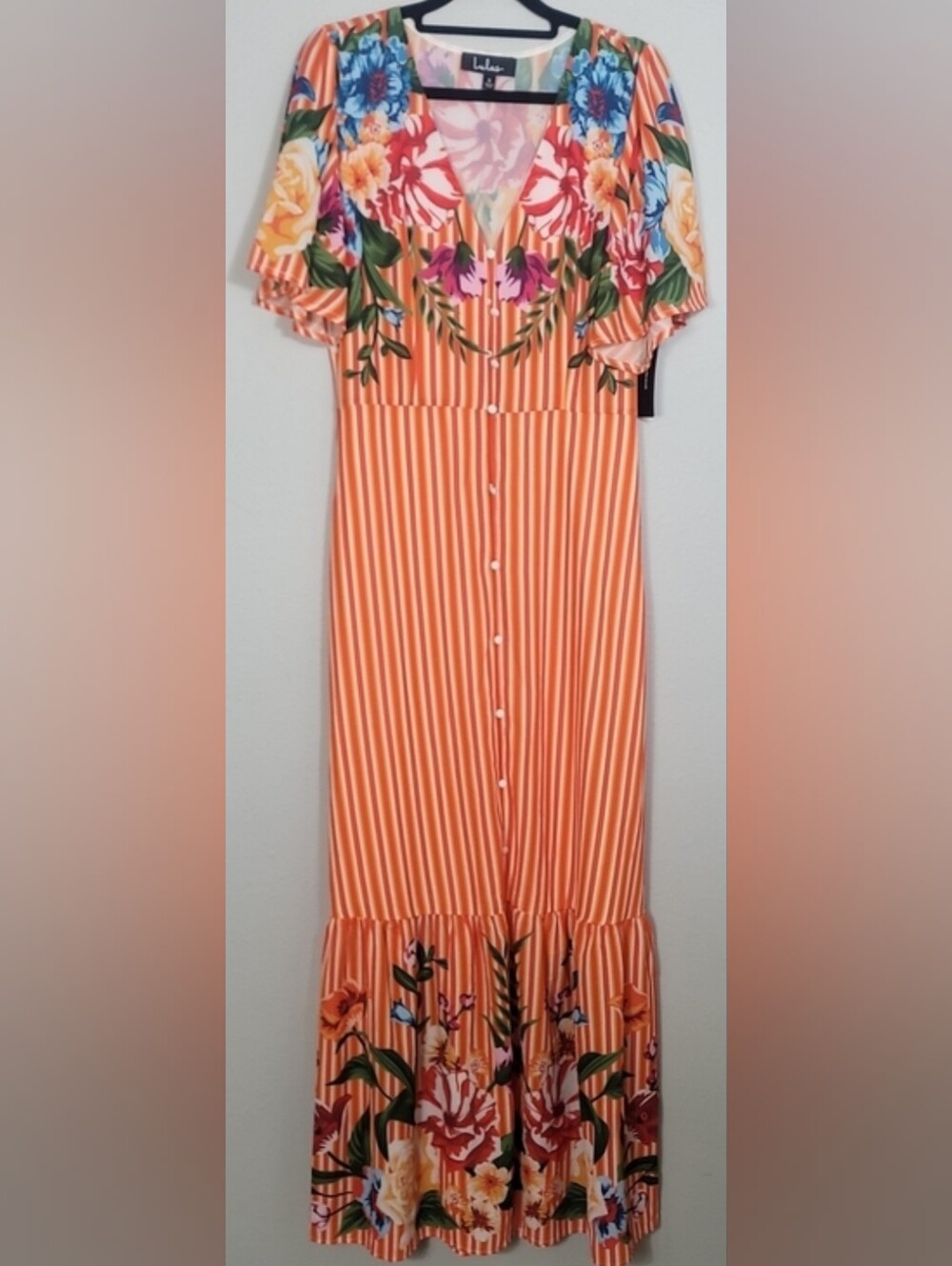 NWT Lulus Roam the Riviera Striped Button Up Maxi Dress Size Small Resortwear